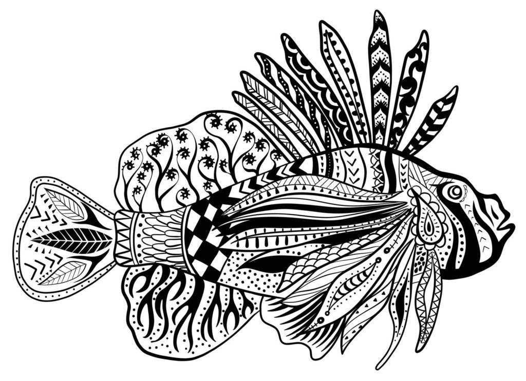 Lionfish ki pattern design ke saath drawing